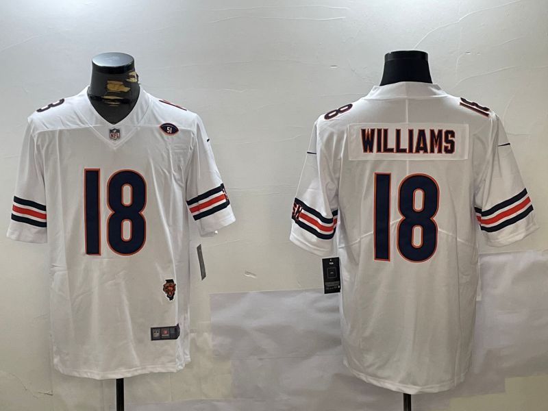 Men Chicago Bears #18 Williams White 2024 Nike Limited NFL Jersey style 1